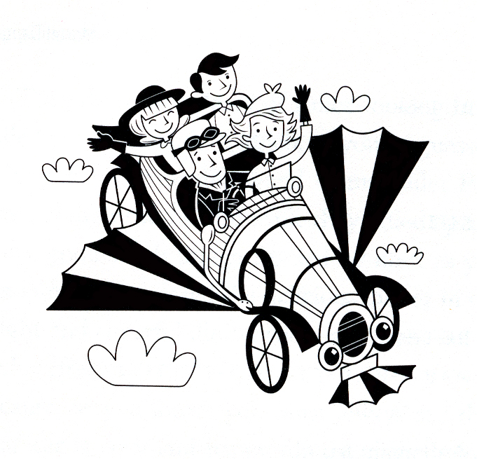 ilustração de chitty chitty bang bang, livros infantis obscuros