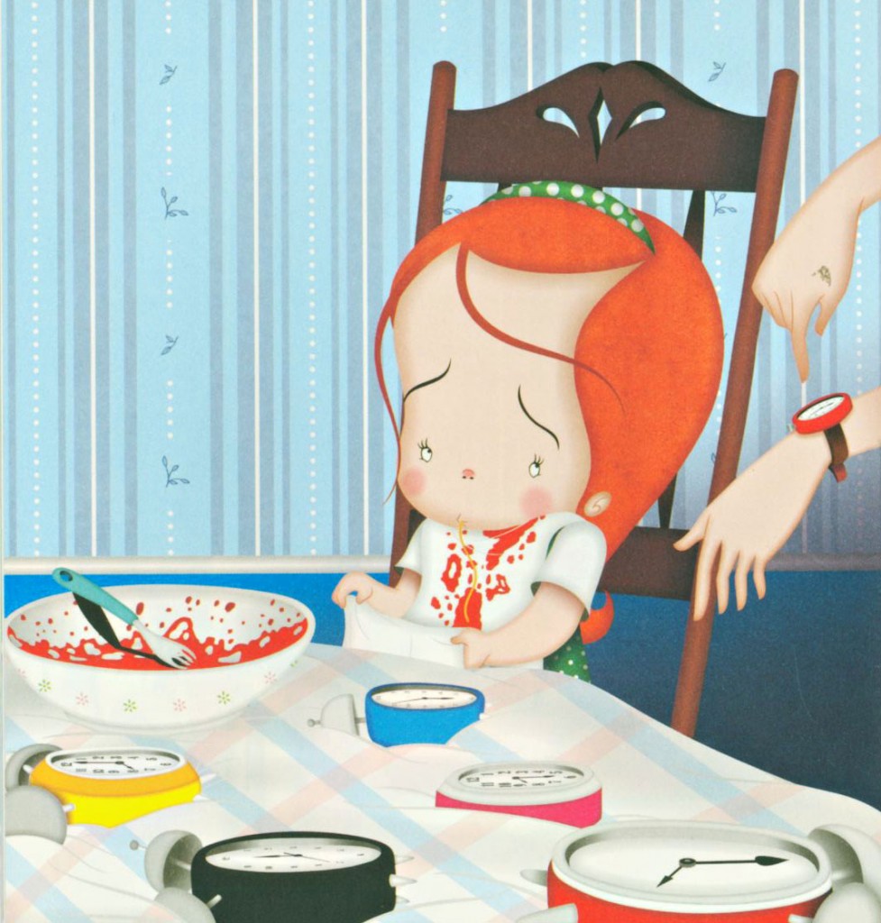 a menina e os relógios